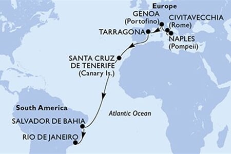 MSC Divina - Itálie, Španělsko, Brazílie (Neapol)