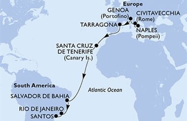 MSC Divina - Itálie, Španělsko, Brazílie (Neapol)