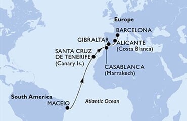 MSC Divina - Brazílie, Španělsko, Maroko, Gibraltar (Maceio)