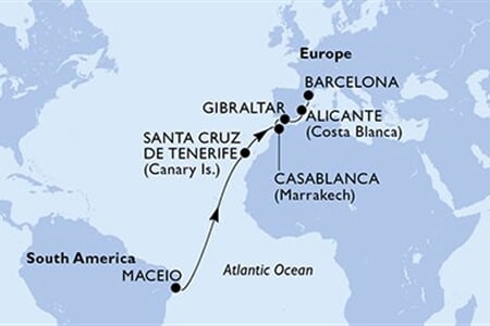 MSC Divina - Brazílie, Španělsko, Maroko, Gibraltar (Maceio)