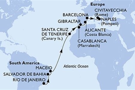 MSC Divina - Brazílie, Španělsko, Maroko, Gibraltar, Itálie (z Rio de Janeira)
