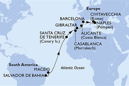 MSC Divina - Brazílie, Španělsko, Maroko, Gibraltar, Itálie (Salvador de Bahia)