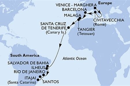 MSC Lirica - Itálie, Španělsko, Maroko, Brazílie (z Benátek)