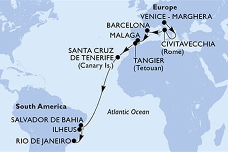 MSC Lirica - Itálie, Španělsko, Maroko, Brazílie (z Benátek)