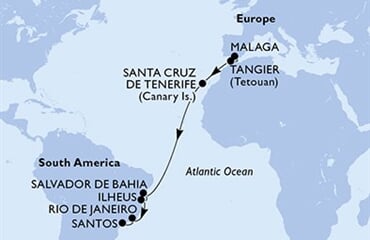 MSC Lirica - Španělsko, Maroko, Brazílie (z Malagy)