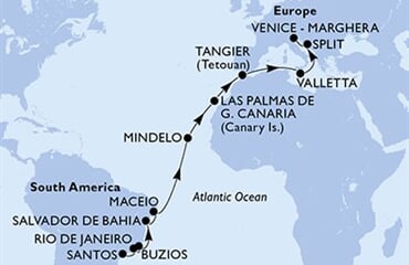 MSC Lirica - Brazílie, Kapverdy, Španělsko, Maroko, Malta, ... (Santos)