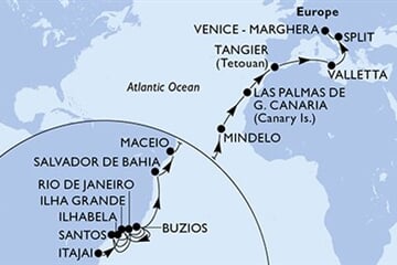 MSC Lirica - Brazílie, Kapverdy, Španělsko, Maroko, Malta, ... (Itajaí)