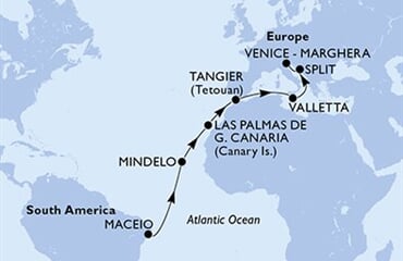 MSC Lirica - Brazílie, Kapverdy, Španělsko, Maroko, Malta, ... (Maceio)