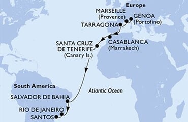 MSC Musica - Itálie, Francie, Španělsko, Maroko, Brazílie (z Janova)