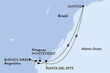 MSC Musica - Brazílie, Uruguay, Argentina (Santos)