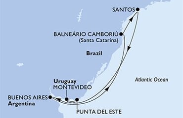 MSC Musica - Brazílie, Uruguay, Argentina (Santos)