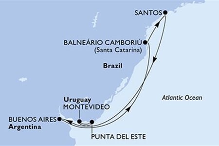 MSC Musica - Brazílie, Uruguay, Argentina (Santos)