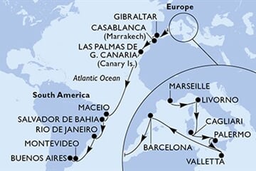 MSC Splendida - Francie, Itálie, Malta, Španělsko, Gibraltar, ... (z Marseille)