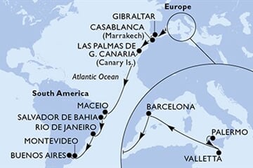 MSC Splendida - Itálie, Malta, Španělsko, Gibraltar, Maroko, ... (Palermo)