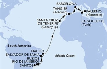 MSC Virtuosa - Brazílie, Španělsko, Maroko, Tunisko, Itálie (Santos)