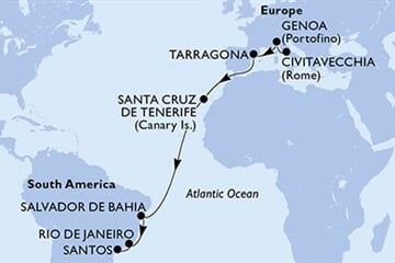 MSC DIVINA - Olaszország, Spanyolország, Brazília (a Civitavecchia-ből)