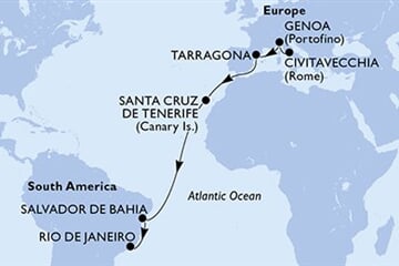 MSC DIVINA - Olaszország, Spanyolország, Brazília (a Civitavecchia-ből)