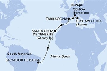 MSC DIVINA - Olaszország, Spanyolország, Brazília (a Civitavecchia-ből)