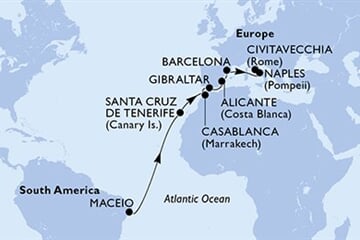 MSC DIVINA - Brazília, Spanyolország, Marokkó, Gibraltár, Olaszország (a Maceió-ből)