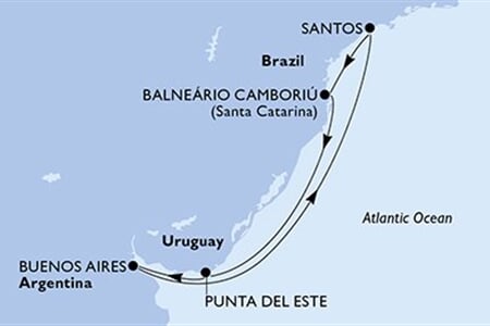 MSC DIVINA - Brazília, Uruguay, Argentína (a Santos-ból)
