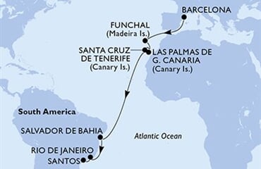 MSC Virtuosa - Španělsko, Portugalsko, Brazílie (z Barcelony)