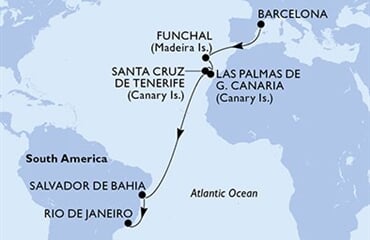 MSC Virtuosa - Španělsko, Portugalsko, Brazílie (z Barcelony)
