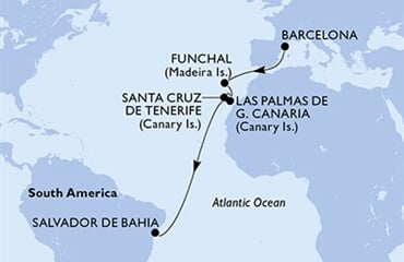 MSC Virtuosa - Španělsko, Portugalsko, Brazílie (z Barcelony)