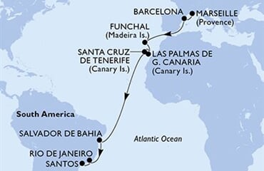 MSC Virtuosa - Francie, Španělsko, Portugalsko, Brazílie (z Marseille)