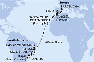 MSC LIRICA - Španělsko, Maroko, Brazílie (z Barcelony)