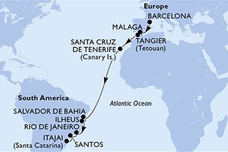 MSC LIRICA - Španělsko, Maroko, Brazílie (z Barcelony)