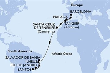 MSC LIRICA - Španělsko, Maroko, Brazílie (z Barcelony)