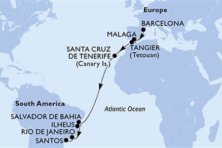 MSC LIRICA - Španělsko, Maroko, Brazílie (z Barcelony)