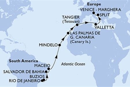 MSC LIRICA - Brazílie, Kapverdy, Španělsko, Maroko, Malta, ... (z Rio de Janeira)