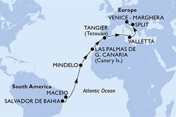 MSC LIRICA - Brazílie, Kapverdy, Španělsko, Maroko, Malta, ... (Salvador de Bahia)