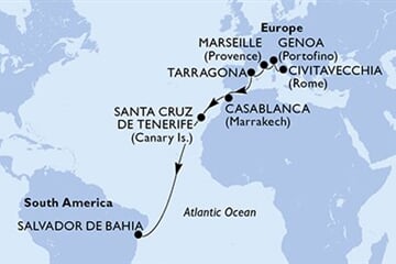 MSC MUSICA - Itálie, Francie, Španělsko, Maroko, Brazílie (z Civitavecchie)