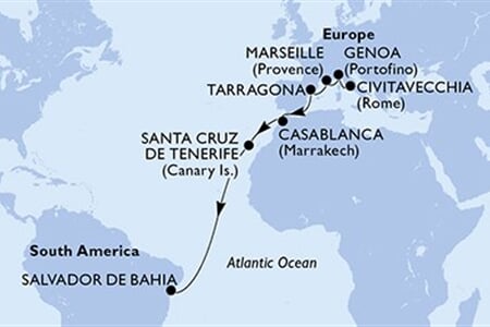 MSC MUSICA - Itálie, Francie, Španělsko, Maroko, Brazílie (z Civitavecchie)