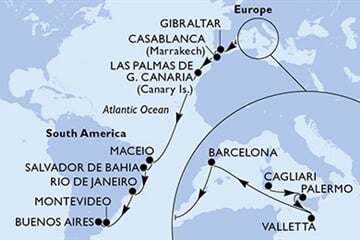 MSC SPLENDIDA - Itálie, Malta, Španělsko, Gibraltar, Maroko, ... (Cagliari)