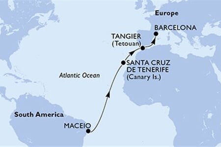 MSC VIRTUOSA - Brazílie, Španělsko, Maroko (Maceio)