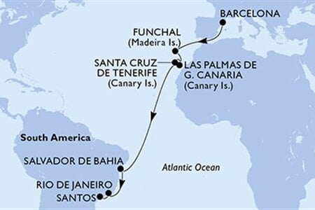 MSC VIRTUOSA - Španělsko, Portugalsko, Brazílie (z Barcelony)