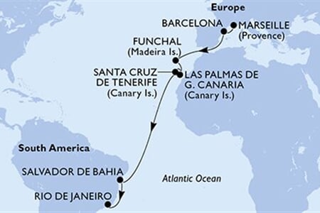 MSC VIRTUOSA - Francie, Španělsko, Portugalsko, Brazílie (z Marseille)