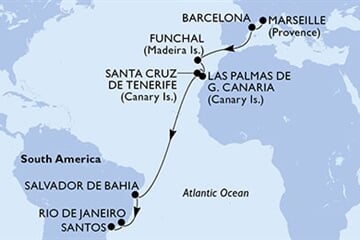 MSC VIRTUOSA - Francie, Španělsko, Portugalsko, Brazílie (z Marseille)