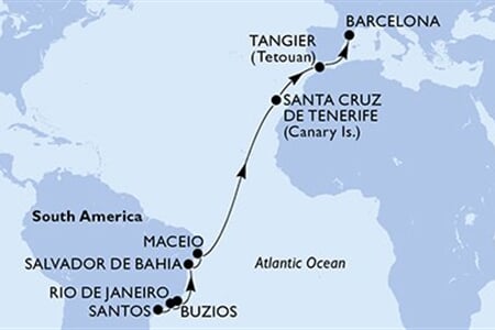 MSC VIRTUOSA - Brazílie, Španělsko, Maroko (Santos)