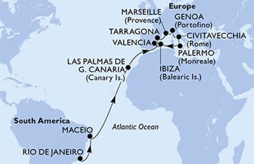 MSC Musica - Brazílie, Španělsko, Francie, Itálie (z Rio de Janeira)