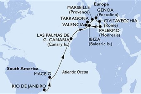 MSC Musica - Brazílie, Španělsko, Francie, Itálie (z Rio de Janeira)