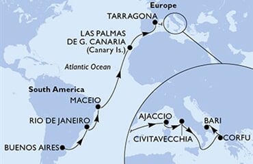 MSC Splendida - Argentina, Brazílie, Španělsko, Francie, Itálie, ... (Buenos Aires)