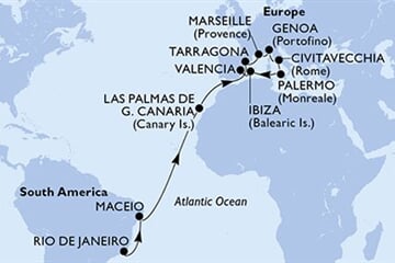 MSC MUSICA - Brazília, Spanyolország, Franciaország, Olaszország (a Rio de Janeiro-ből)