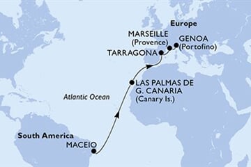 MSC MUSICA - Brazília, Spanyolország, Franciaország, Olaszország (a Maceió-ből)