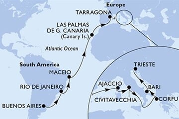 MSC SPLENDIDA - Argentína, Brazília, Spanyolország, Franciaország, Olaszország, ... (a Buenos Aires-ből)