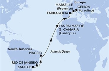 MSC Musica - Brazílie, Španělsko, Francie, Itálie (Santos)