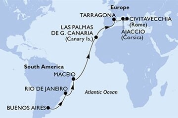 MSC SPLENDIDA - Argentina, Brazílie, Španělsko, Francie, Itálie (Buenos Aires)